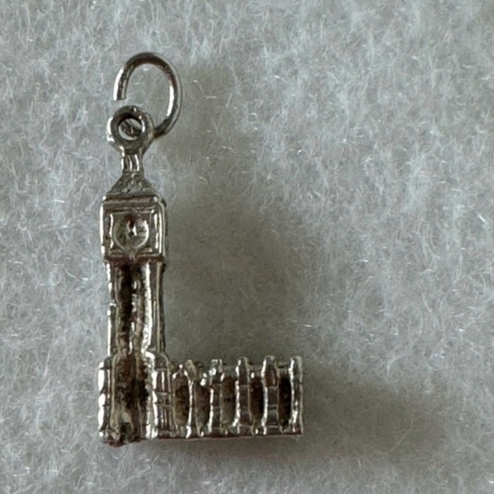 Vintage 925 Sterling Silver England British Big Ben Clock Charm for Bracelet